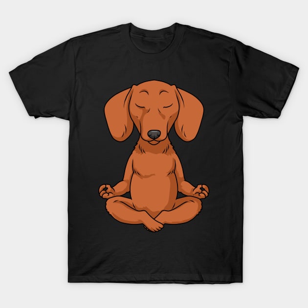 Dachshund Gift Women Weiner Dog Shirt Yoga Gift Meditation T-Shirt by PomegranatePower